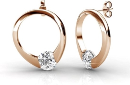 Yolora Damen Ohrringe - Kalpa Camaka Kristalle - Offener Kreis - Farbe Rosa - 18K Rose Gold plattiert - Damen Ohrringe Rose Gold - Schmuck - Luxus Geschenk Box - Geschenk Box