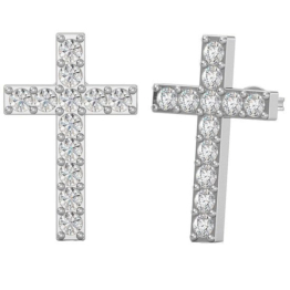 Yolora Damen Ohrringe Kreuz - Kalpa Camaka Kristalle - Silber - 18K Weißgold vergoldet - Damen Ohrringe Silber - Schmuck - Luxus-Geschenk-Box - Geschenk-Box - Schöne Geschenk-Verpackung - Geschenk zum Muttertag