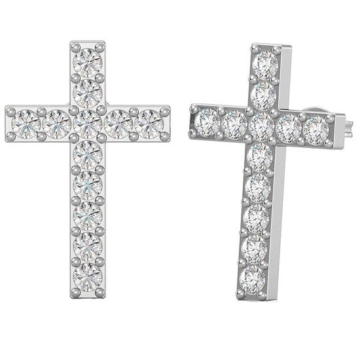 Yolora Damen Ohrringe Kreuz - Kalpa Camaka Kristalle - Silber - 18K Weißgold vergoldet - Damen Ohrringe Silber - Schmuck - Luxus-Geschenk-Box - Geschenk-Box - Schöne Geschenk-Verpackung - Geschenk zum Muttertag