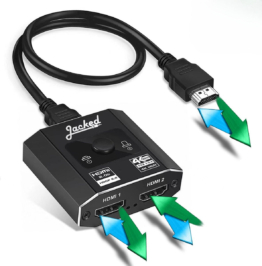 2-Wege-HDMI-Splitter mit Buchse 1 Eingang 2 Ausgänge oder 2 Eingänge 1 Ausgang - HDMI-Umschalter 4K