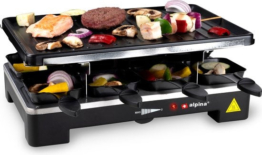 alpina Gourmet-Grillplatte - mit Pfannen und Spachteln - 1400 Watt - 8 Personen
