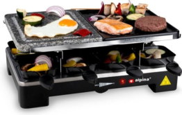 alpina Gourmet Set Backplatte - 8 Personen - Inkl. Spatel und Raclette-Pfännchen
