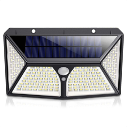 Auronic Solar Außenleuchte mit Bewegungssensor - Wandleuchte mit Sensor - Solar - 180 LEDs - IP65 - Schwarz