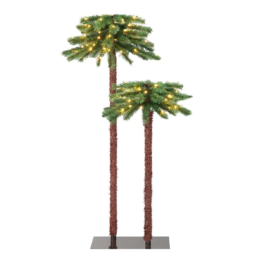 Coast 2-ER Set Vorbeleuchteter künstlicher Palmenweihnachtsbaum mit LED-Lichtern 107+ 152,5 cm grün