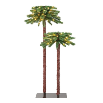 Coast 2-ER Set Vorbeleuchteter künstlicher Palmenweihnachtsbaum mit LED-Lichtern 107+ 152,5 cm grün