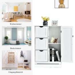 Coast badkamer kast opbergkast met 3 laden 60 x 30 x 81 cm wit
