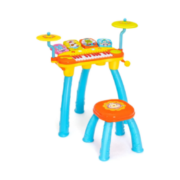 Coast Children's Keyboard Electric Keyboard Set met ontlasting Microfoon Mp3 LED -verlichting blauw