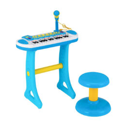 Coast Electronic 31 Butt Kinder Keyboard mit Hocker und Mikrofon für Kinder ab 3 Jahren blau