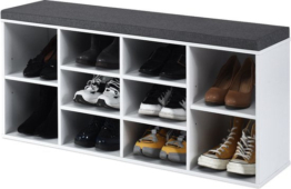 Coast Schuhregal mit Sitzbank mit Regal & Sitzkissen Holz - 104 x 30 x 48 - Weiß