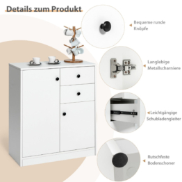 Coast Unterschrank modernes Lager mit 2 Türen 72 x 34 x 85,5 cm weiß