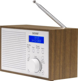 Denver DAB Radio - Retro-Radio mit UKW und DAB+ - LCD-Bildschirm - DAB46 - Weiß