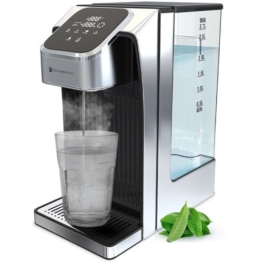 KitchenBrothers Heißwasserspender - 2.7L - Touch Display - Heißwasserhahn - Milchfunktion - 2600W - Edelstahl/Schwarz