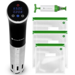 KitchenBrothers Sous Vide Stick - Komplettset - bis zu 95Â°C - 1200W - Schwarz/RVS