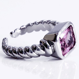 Laura Ferini Verstellbarer Damenring Cepina Silber - Ring mit rosa Zirkonia-Kristall - Silberner Damenschmuck - Wasserfester Edelstahl - Lieferung in luxuriöser Geschenkbox - mit Schmuckkästchen - Edelstahlschmuck - Accessoires