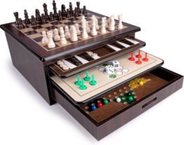 Lifetime Games Spielekiste 10-in-1 - Spiele für Erwachsene - in hölzerner Aufbewahrungsbox