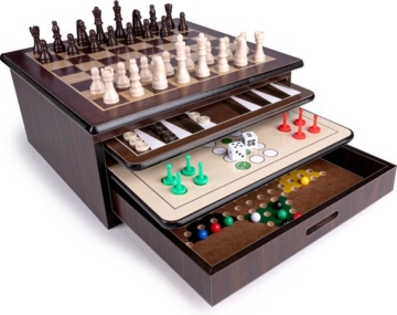 Lifetime Games Spielekiste 10-in-1 - Spiele für Erwachsene - in hölzerner Aufbewahrungsbox
