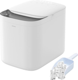 Niceey Eiswürfelbereiter Pro - 2 Liter - 6-8 Min. - 12kg/24h - mit Eisportionierer - Weiß