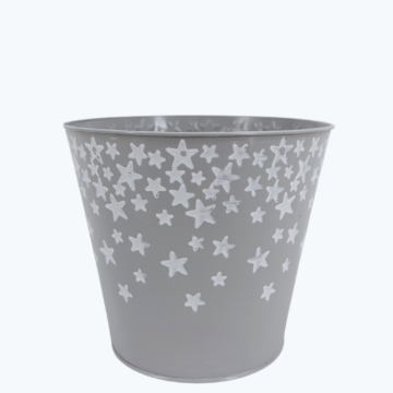 Übertopf mit Sternen in weiß/grau (13cm Töpfe)