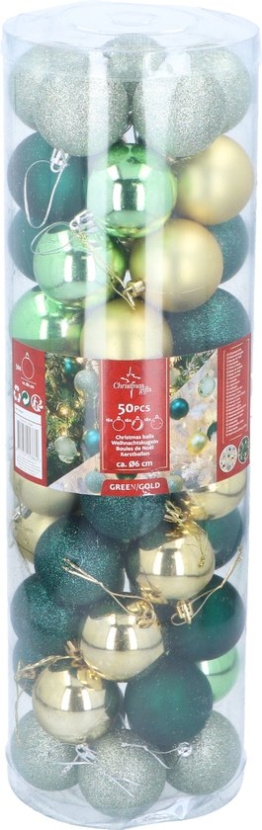 Weihnachtsgeschenke Weihnachtskugeln Set Gold/Grün - 50 Stück Plastik Weihnachtskugeln - Weihnachtsdekorationen