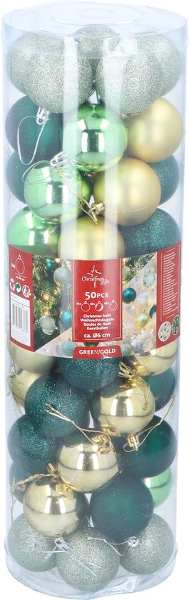 Weihnachtsgeschenke Weihnachtskugeln Set Gold/Grün - 50 Stück Plastik Weihnachtskugeln - Weihnachtsdekorationen
