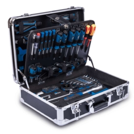 Werkzeugkoffer TB200 Scheppach - 141 tlg. Werkzeug Set | Aluminium Werkzeugkiste bestückt