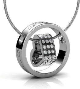 Yolora Damen-Halskette mit Herz-Anhänger und Kalpa Camaka Kristallen - Farbe Silber - 18K Weißgold vergoldet - Geschenkverpackt