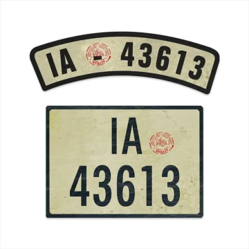 2er-Set historische Motorrad Nummernschilder