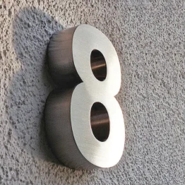 3D Hausnummer 8 aus Edelstahl - Höhe 16 cm Tiefe 3 cm