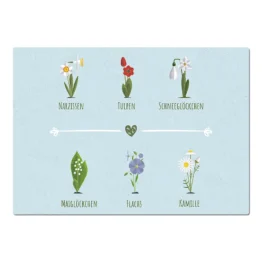 A3 Dekoschild "Flowers" in blau Format A3