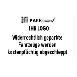 A3 Parkverbotsschild PARKsmart mit Firmenlogo