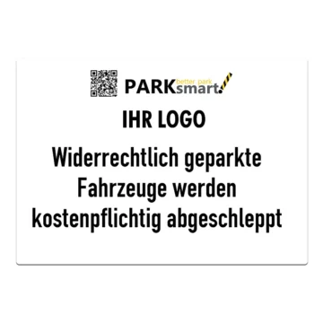 A3 Parkverbotsschild PARKsmart mit Firmenlogo