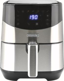 Airfryer XXL - Bourgini Heißluftfritteuse - Digitales Display mit Touch-Bedienung - 4 Liter Fassungsvermögen / geeignet für 1kg Pommes frites - Metallgehäuse- Frittieren mit 65% weniger Fett