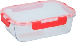Alpina Glas Aufbewahrungsbox - Transparent Rot - 23,30x 17,70x7,5cm - 1,5L