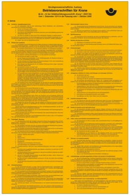 Aushang - Berufsgenossenschaft »Betriebsvorschriften für Krane«