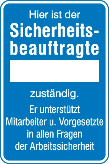 Aushang - Sicherheitsbeauftragte »Hier ist der Sicherheitsbeauftragte...«