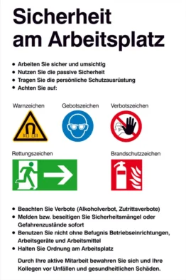 Aushang - Sicherheitskennzeichnung »Sicherheit am Arbeitsplatz«
