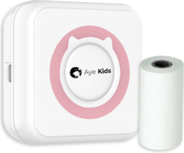 AyeKids Fotodrucker für Smartphone mit Wifi & Bluetooth - Inkl. 1 Rolle Fotopapier - Kabelloser Mini-Drucker - Wifi-Drucker - Mobiler Fotodrucker Kabellos - Pocket-Drucker - Pink