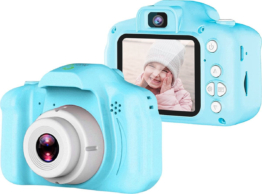 AyeKids Kinderkamera 2 in 1 - Front- & Rückkamera - Inkl. 32GB SD - Kamera für Kinder - Blau