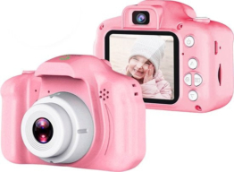 AyeKids Kinderkamera 2 in 1 - Front- & Rückkamera - Inkl. 32GB SD - Kamera für Kinder - Pink