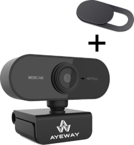 AyeWay Full HD Webcam - Inkl. Sichtschutz - Webcam für PC - Arbeit & Zuhause - Windows & Mac