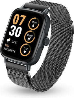 AyeWay Smartwatch - Stahlband - Wasserdicht & Touchscreen - 70 Sportmodi - Mit App - Smartwatch Männer & Frauen - Schwarz