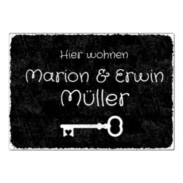 Blechschild Black Vintage mit individuellem Wunschtext Format A4