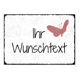 Blechschild mit individuellem Wunschtext im Vintage Stil weiß | Format A4