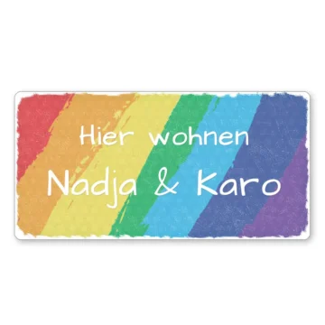Blechschild Regenbogen mit Wunschtext 30 x 15 cm
