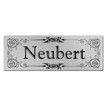 Briefkastenschild aus Aluminium mit Name - Ornament - 10 x 3,5 cm