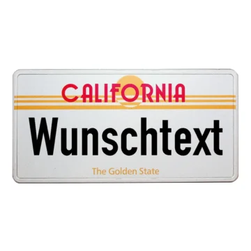 California - Kalifornien Nummernschild mit Wunschtext in Folienschrift
