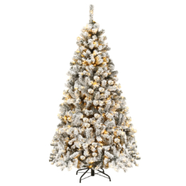 Coast 180 cm Weihnachtsbaum mit Schnee Premium PVC Nadeln mit LED Lichtern Kunstbaum Weihnachten
