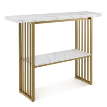 Coast 2 Level Console - Tisch mit Marmoroptik 120 x 29,5 x 92,5 cm weiß und gold