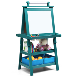 Coast 3 in 1 Esel für Kinder Doppelseitiges Whiteboard & Kreidetafel - 59 x 50 x 117 cm - Blau