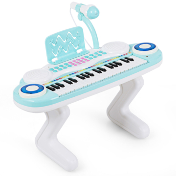 Coast 37 Tasten Digitalpiano Kindertastatur Klaviertastatur mit Mikrofon 48 x 20 x 38 cm blau